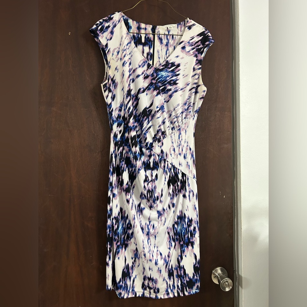 Calvin Klein Abstract Purple and White Mini Dress